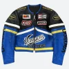 Vanson Blue Leather Motorcycle Jacket Front Image