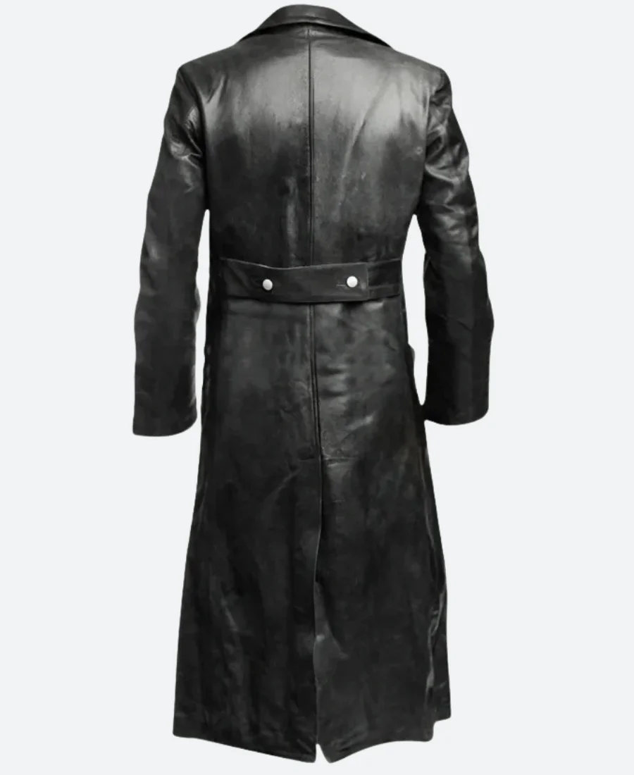 WW2 German Officer Leather Trench Coat Back Image