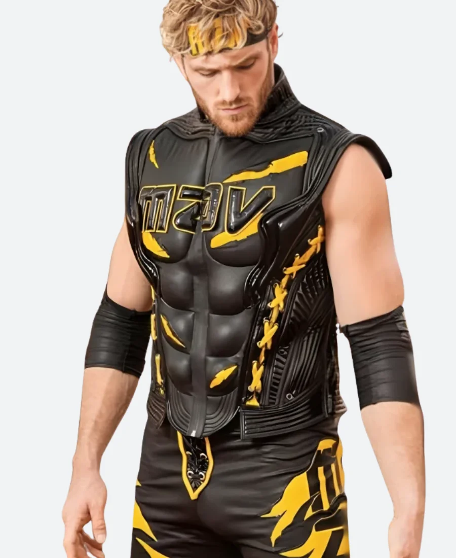 WWE Monday Night RAW Logan Paul Leather Vest Back Image