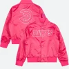 Atlanta Hawks Triple Pink Varsity Jacket Front & Back Image