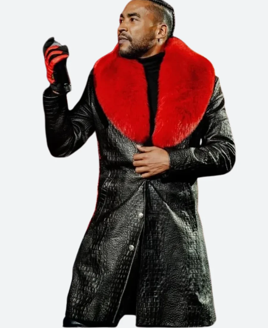 Auditorio Banamex Don Omar Leather Trench Coat Front Image