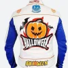 Halloween Pumpkin Leather Racing Jacket back Image