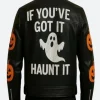Halloween Pumpkin & Bat Leather Trench Coat back Image