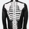 Halloween Skeleton Bones Leather Jacket Back Image