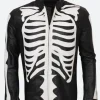 Halloween Skeleton Bones Leather Jacket Front Image