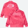 Los Angeles Lakers Triple Pink Varsity Jacket Front & Back Image