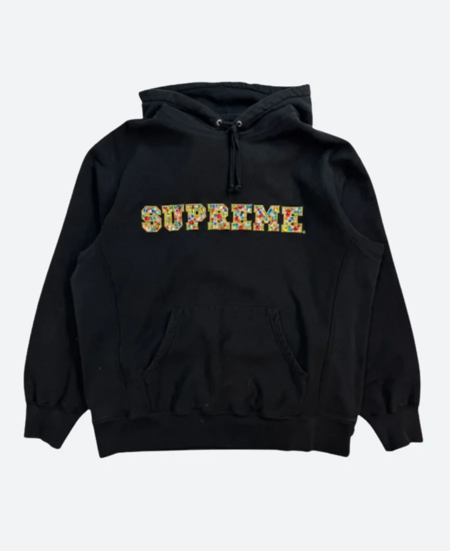 Supreme Jewels Black Hoodie Front Image