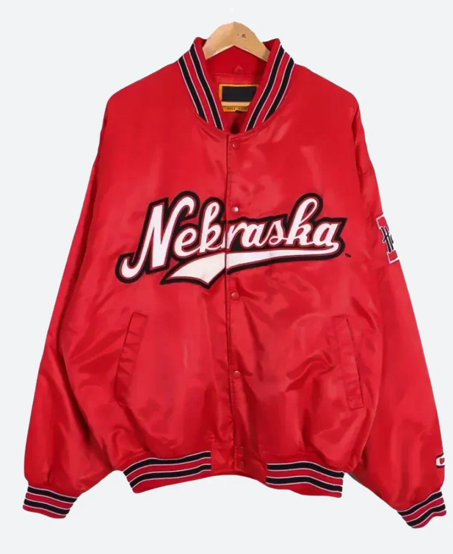 University Of Nebraska Red Varsity Jacket Style 02 Front Image