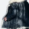 Ana Taylor Joy Fur Leather Jacket Back Image