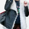 Ana Taylor Joy Fur Leather Jacket Front Image
