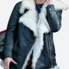 Ana Taylor Joy Fur Leather Jacket Full Image