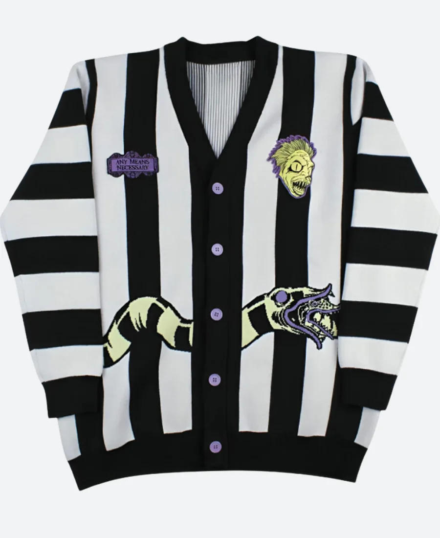 Beetlejuice Any Means Necessary Cardigan Front Image