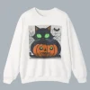Halloween Cat & Pumpkin Sweatshirt Front Image