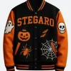 Halloween Pumpkin Stegaro Varsity Jacket Front Image