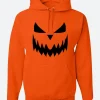 Pumpkin Face Halloween Hoodie Orange Front Image