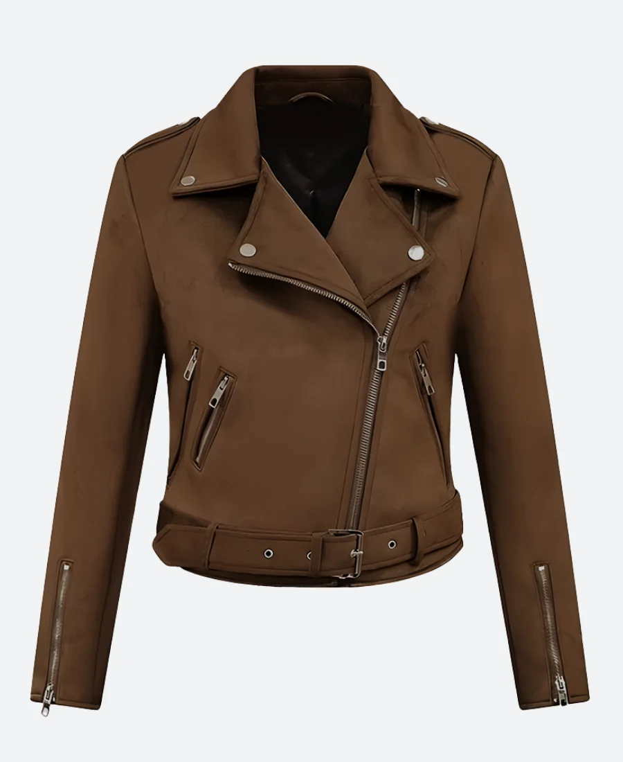 A Cherry Pie Christmas Emma Parker Suede Leather Jacket Front Image