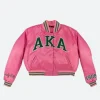 AKA Vintage Varsity Jacket Pink Front Image