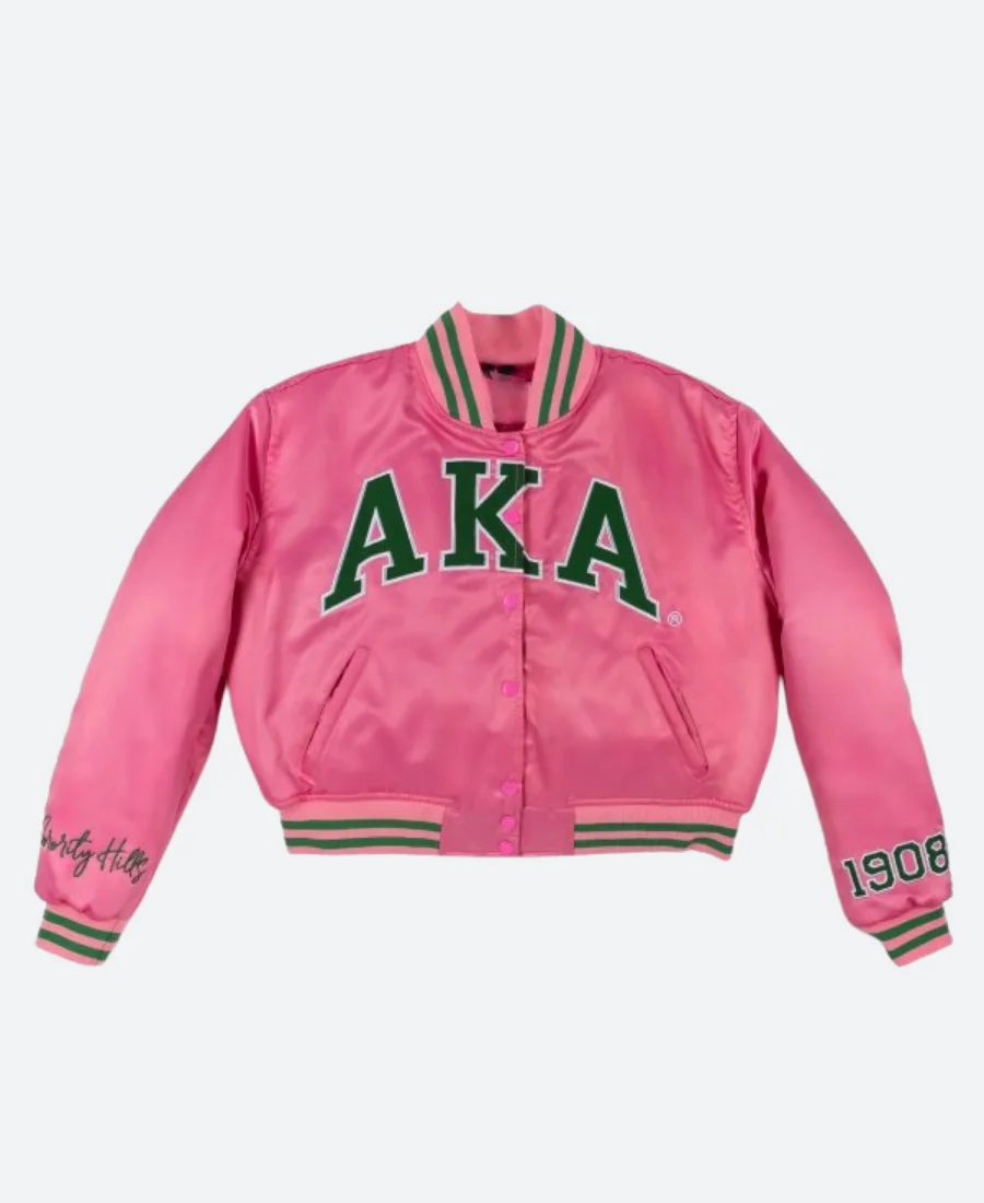 AKA Vintage Varsity Jacket Pink Front Image