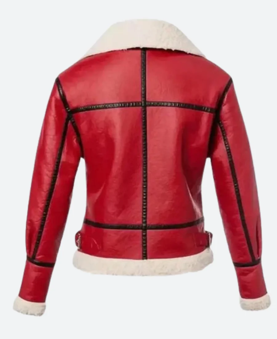 Christmas Red Leather Jacket Back Image