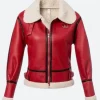 Christmas Red Leather Jacket Front Image