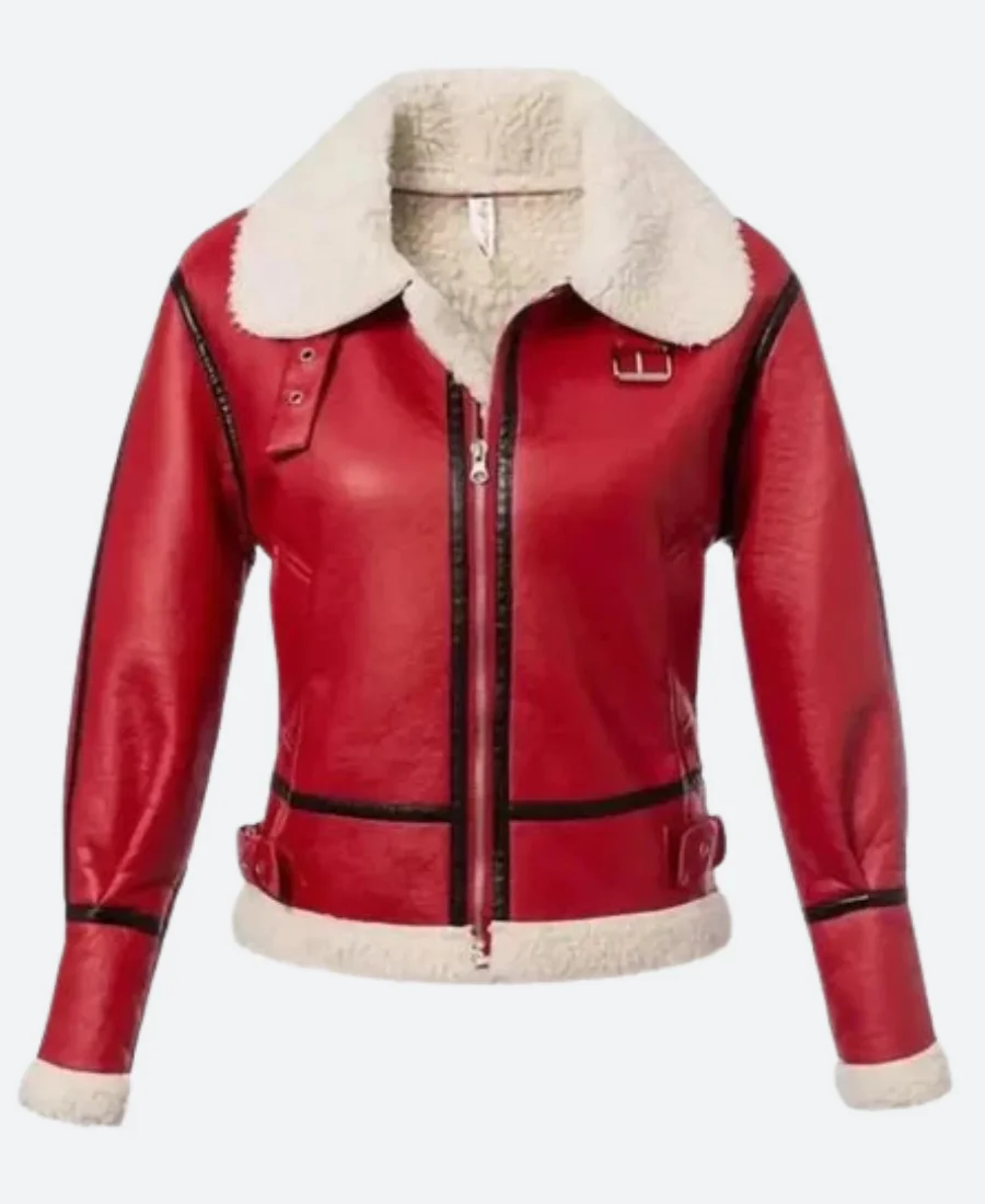 Christmas Red Leather Jacket Front Image
