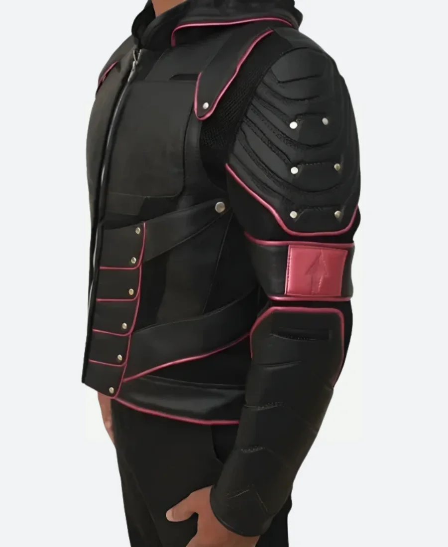 Crisis On Earth X Oliver Queen Leather Jacket Arm Iage