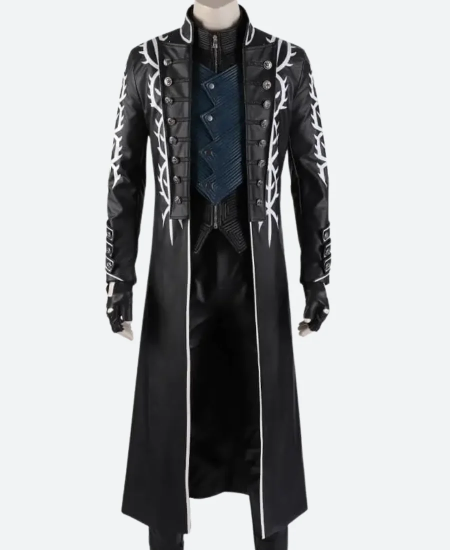 Devil May Cry 3 Vergil Leather Trench Coat Front Image