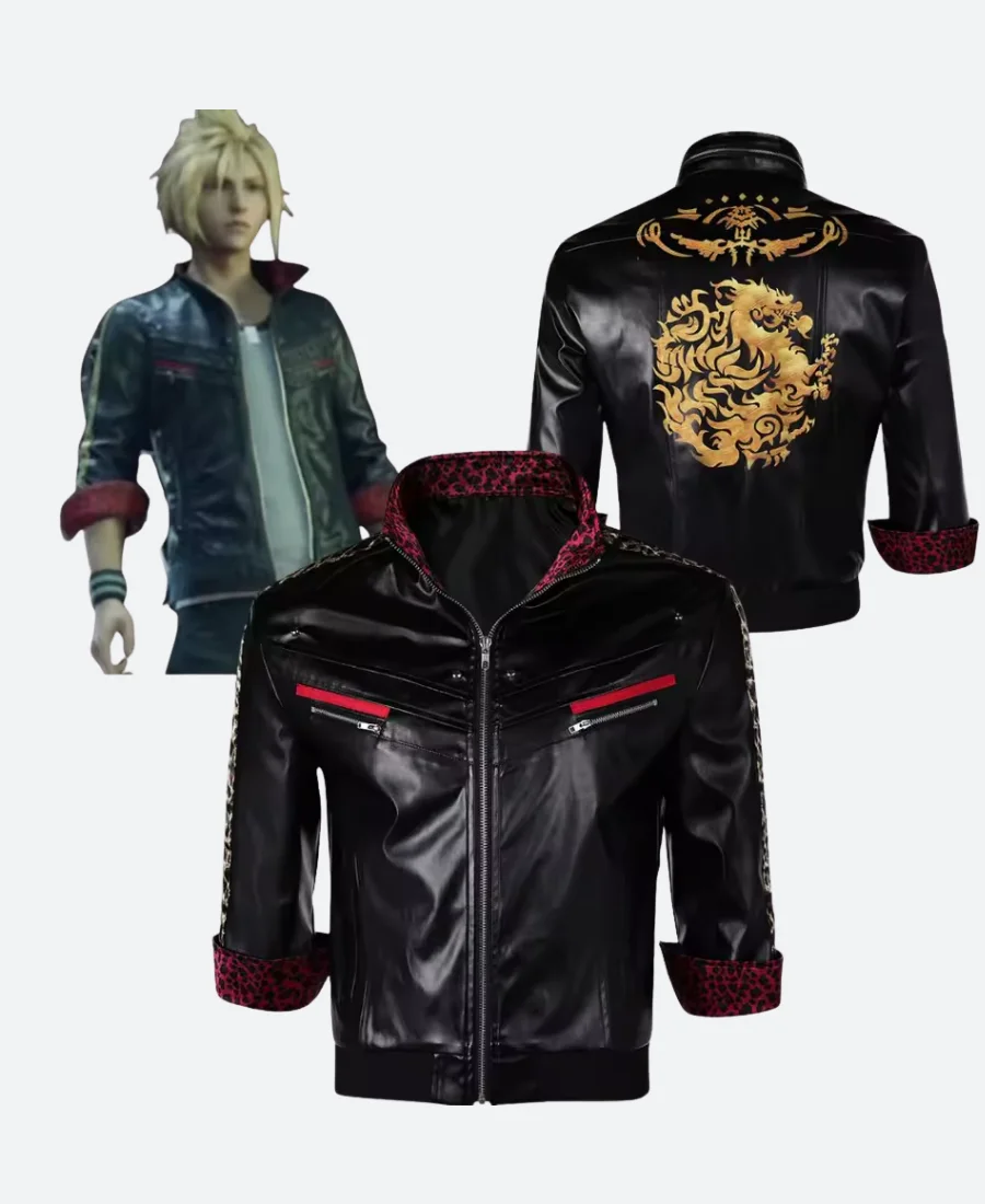 Final Fantasy VII Remake Leslie Kyle Leather Jacket Front & Back Image