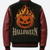 Halloween Fire Pumpkin Varsity Jacket Back Image