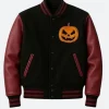 Halloween Fire Pumpkin Varsity Jacket Front Image