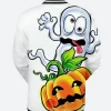 Halloween Funny Pumpkin Varsity Jacket Back Image