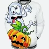 Halloween Funny Pumpkin Varsity Jacket Front Image
