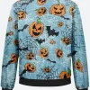 Halloween Pumpkins And Bats Bomber Jacket Back Image