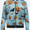 Halloween Pumpkins And Bats Bomber Jacket Front Image