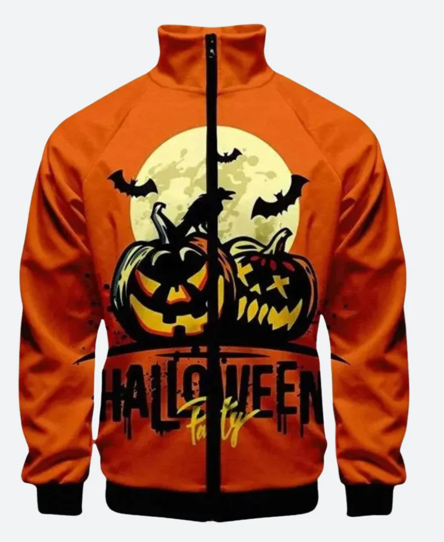 Pumpkin Halloween Party Bomber Jacket Front Image