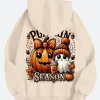 Pumpkin Halloween Season Hoodie Beige Back Image