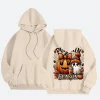 Pumpkin Halloween Season Hoodie Beige Front & Back Image