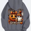 Pumpkin Halloween Season Hoodie Grey Back Image