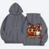 Pumpkin Halloween Season Hoodie Grey Front & Back Image