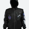 Punisher Leather Hooded Jacket Front Image