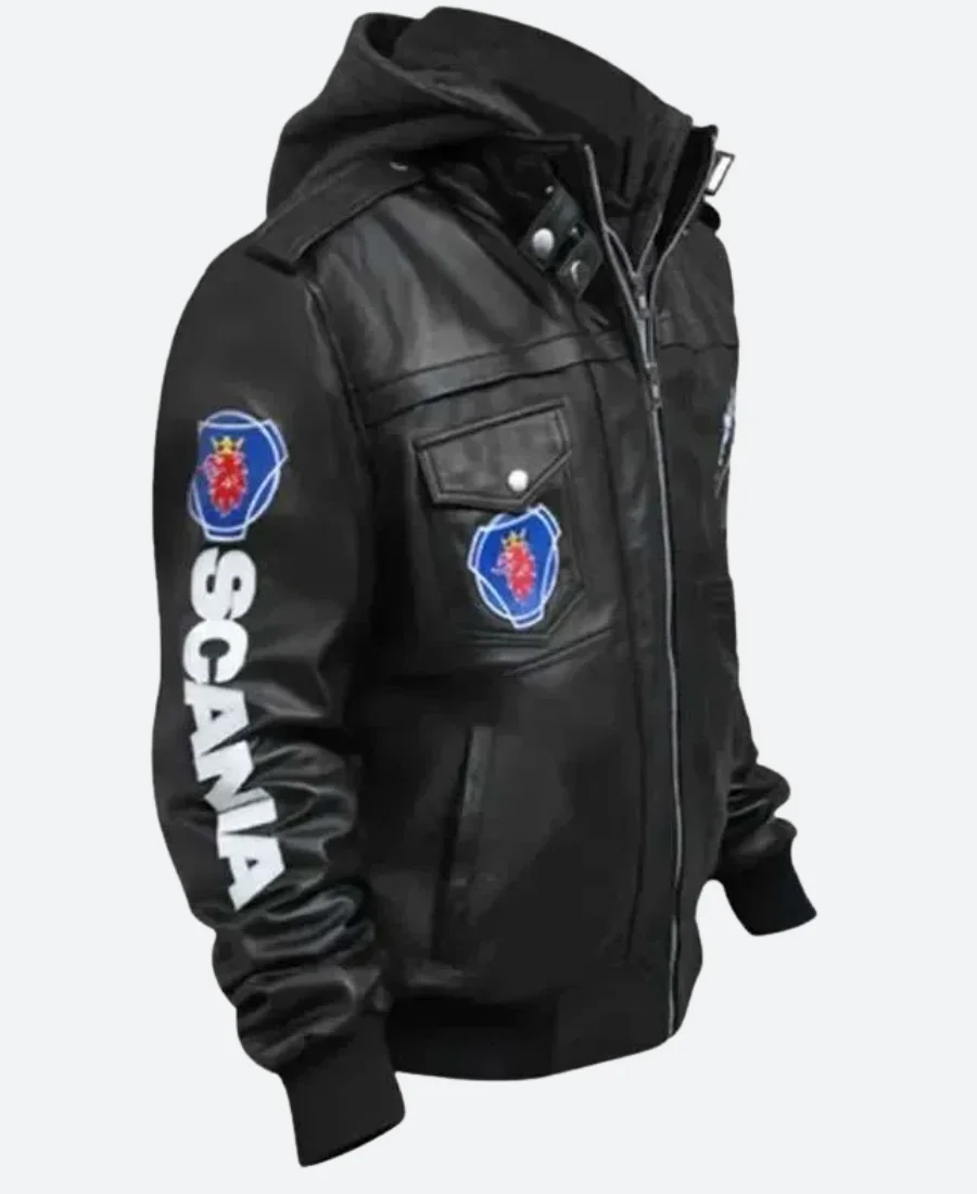 Punisher Leather Hooded Jacket