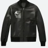 Stay Wild And Free Leather Bomber Jacket Front Image