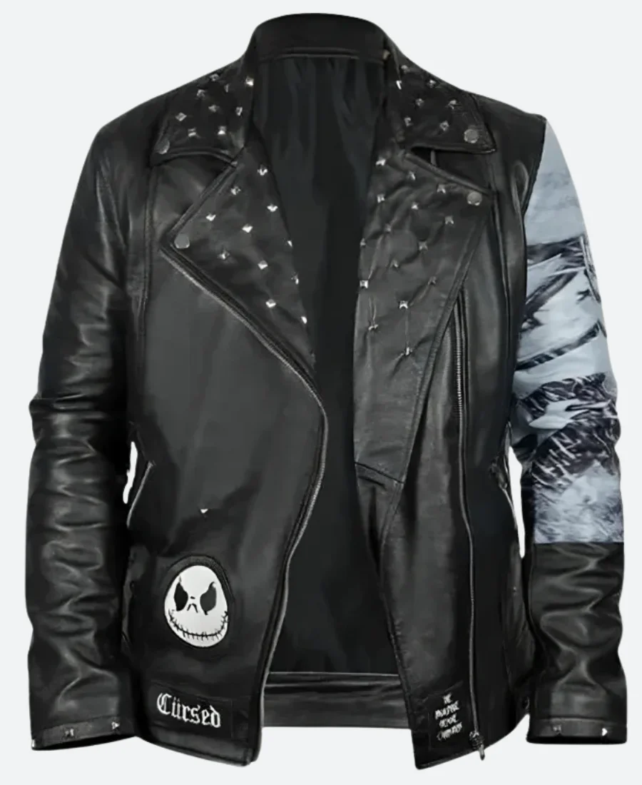 The Nightmare Before Christmas Studded Leather Jacket Front Image