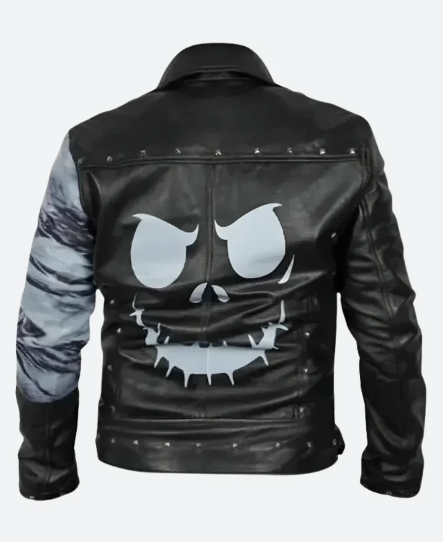 The Nightmare Before Christmas Studded Leather Jacket back Image
