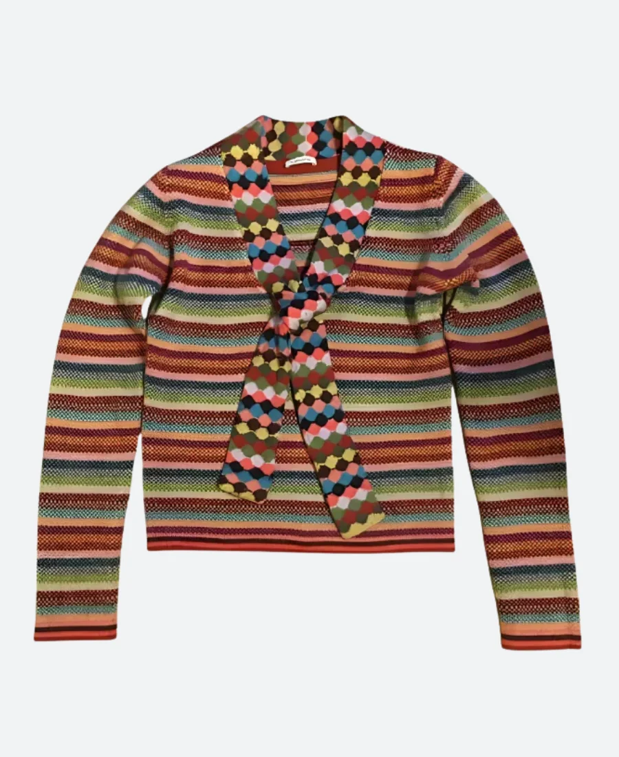 Wednesday S02 Janet Ottinger Striped Cardigan Front Image