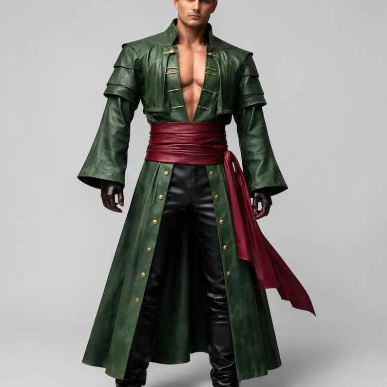 One Peice Anime Zoro Cosplay Leather Coat