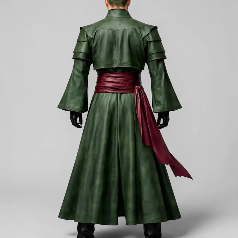 One Peice Anime Zoro Cosplay Leather Coat - Image 4